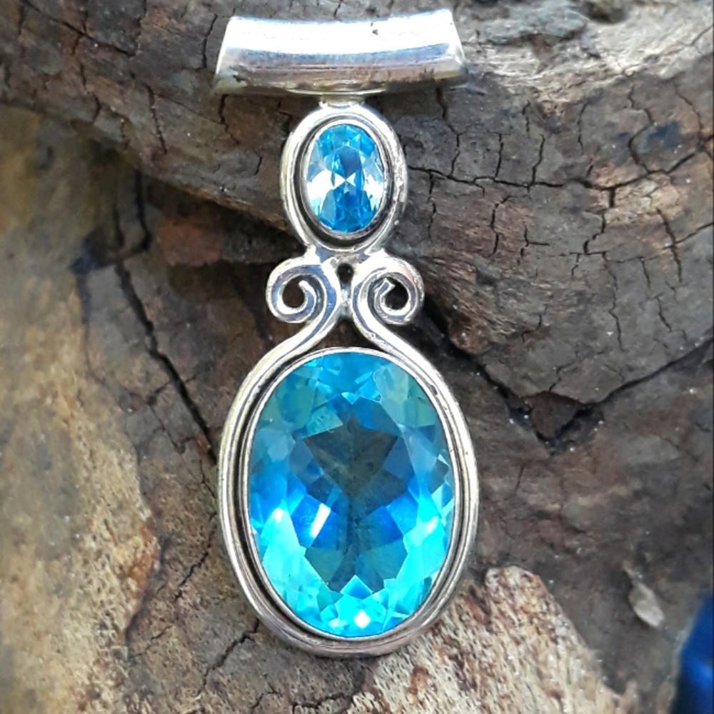 Gorgeous! Blue Quartz Sterling Silver Pendant